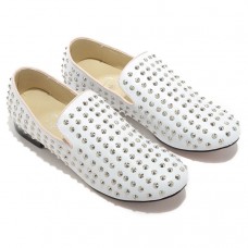 Mocassini Christian Louboutin Rolling Spikes bianchi