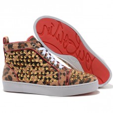 Sneakers Christian Louboutin Louis Gold Spikes con stampa leopardata Sneakers Christian Louboutin Louis Gold Spikes con stampa leopardata