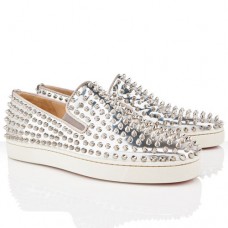 Mocassini Christian Louboutin Roller Boat argento