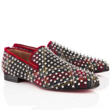 Mocassini Christian Louboutin Rollerboy Spikes rossi