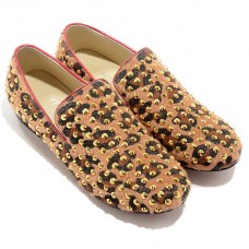 Mocassini Christian Louboutin Rollerboy Spikes con stampa leopardata