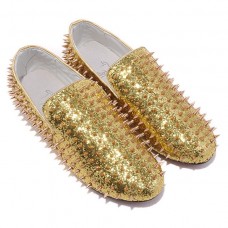 Mocassini Christian Louboutin Rollerboy Spikes color oro