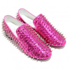 Mocassini Christian Louboutin Rollerboy Spikes Rose Matador