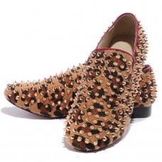Mocassini Christian Louboutin Rollerboy Spikes con stampa leopardata