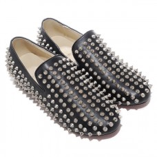 Mocassini Christian Louboutin Rollerboy Silver Spikes neri