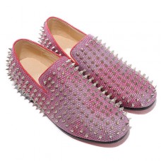 Mocassini Christian Louboutin Rollerboy con borchie argentate e rosse