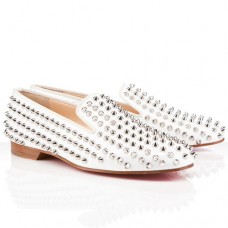 Mocassini Christian Louboutin Rollerboy Spikes bianchi