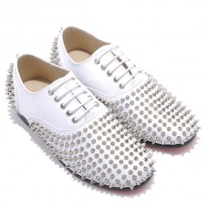 Mocassini Christian Louboutin Rollerboy Spikes bianchi