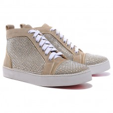 Sneakers Christian Louboutin Louis con strass color tortora Sneakers Christian Louboutin Louis con strass color tortora