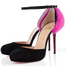 Décolleté Christian Louboutin Crazy Fur 120mm Rosa/Nero