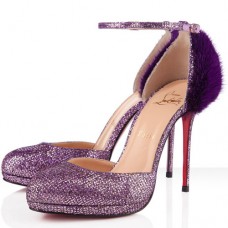Décolleté Christian Louboutin Crazy Fur 120mm viola