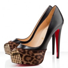 Décolleté Christian Louboutin Maggie 140mm con stampa leopardata