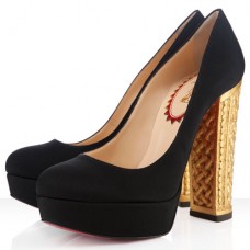 Décolleté Christian Louboutin Bois Dore 140mm Nero/Oro