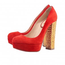 Décolleté Christian Louboutin Bois Dore 140mm Rosso/Oro