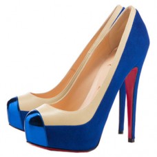 Décolleté Christian Louboutin Mago bicolore 140 mm blu