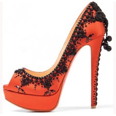 Décolleté Christian Louboutin Torero 140mm con punta aperta, colore arancione