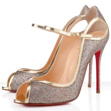 Décolleté Christian Louboutin 1en8 100mm con punta aperta, colore oro