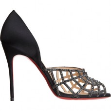 Décolleté Christian Louboutin Aranea 100mm con punta aperta, nere Décolleté Christian Louboutin Aranea 100mm con punta aperta, nere