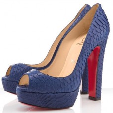 Décolleté Christian Louboutin Bamboo 140mm con punta aperta, colore blu navy Décolleté Christian Louboutin Bamboo 140mm con punta aperta, colore blu navy