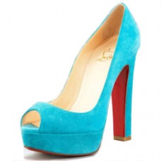 Décolleté Christian Louboutin Bamboo 140mm con punta aperta, colore blu Décolleté Christian Louboutin Bamboo 140mm con punta aperta, colore blu