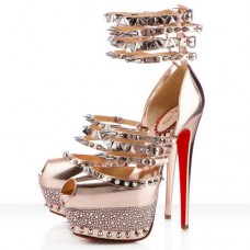 Décolleté Christian Louboutin Isolde 160mm con punta aperta, colore oro