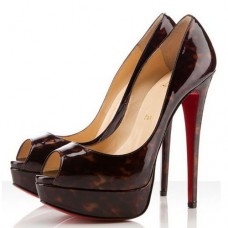 Décolleté Christian Louboutin 140mm con punta aperta e stampa tartarugata, colore rosso