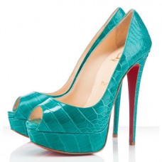 Décolleté Christian Louboutin Lady 140mm con punta aperta, colore giada Décolleté Christian Louboutin Lady 140mm con punta aperta, colore giada