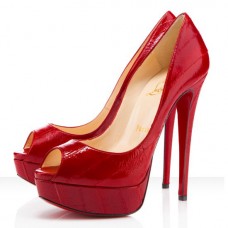 Décolleté Christian Louboutin Lady 140mm con punta aperta, colore rosso Décolleté Christian Louboutin Lady 140mm con punta aperta, colore rosso