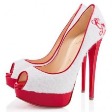 Décolleté Christian Louboutin Lady 140mm con punta aperta, colore bianco