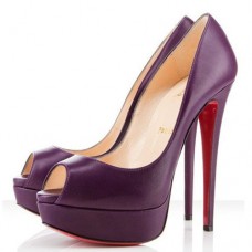 Décolleté Christian Louboutin Lady 140mm con punta aperta, colore viola Décolleté Christian Louboutin Lady 140mm con punta aperta, colore viola