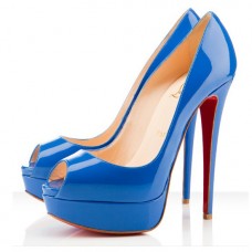 Décolleté Christian Louboutin Lady 140mm con punta aperta, colore blu Décolleté Christian Louboutin Lady 140mm con punta aperta, colore blu