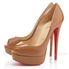 Décolleté Christian Louboutin Lady 140mm con punta aperta, colore tortora Décolleté Christian Louboutin Lady 140mm con punta aperta, colore tortora