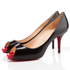 Décolleté Christian Louboutin Mater Claude 80mm con punta aperta, nere/rosse