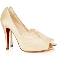 Décolleté Christian Louboutin Papilipi 100mm con punta aperta, colore bianco