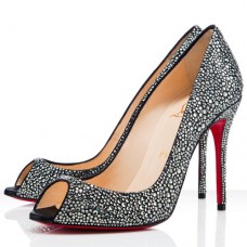 Décolleté Christian Louboutin Sexy 100mm con punta aperta, grigie