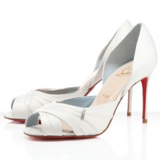 Décolleté Christian Louboutin Tres Ophrah 80mm con punta aperta, colore bianco sporco