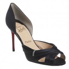 Décolleté Christian Louboutin Tres Ophrah 80mm con punta aperta, nere Décolleté Christian Louboutin Tres Ophrah 80mm con punta aperta, nere