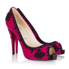 Décolleté Christian Louboutin Very Brode 120mm con punta aperta, colore Rose Matador