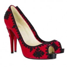 Décolleté Christian Louboutin Very Brode 120mm con punta aperta, rosse