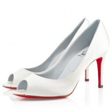Décolleté Christian Louboutin You You 80mm con punta aperta, colore bianco sporco