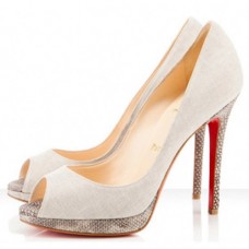 Décolleté Christian Louboutin Yolanda 120mm con punta aperta, beige