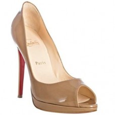 Décolleté Christian Louboutin Yolanda 120mm con punta aperta, colore cammello