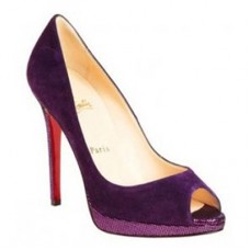 Décolleté Christian Louboutin Yolanda 120mm con punta aperta, colore viola Décolleté Christian Louboutin Yolanda 120mm con punta aperta, colore viola