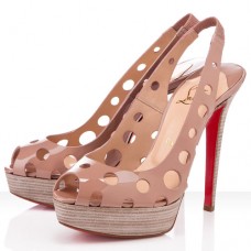 Décolleté Christian Louboutin Ginza 140mm con punta aperta, colore nude Décolleté Christian Louboutin Ginza 140mm con punta aperta, colore nude