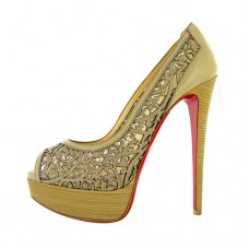 Décolleté Christian Louboutin Pampas 140mm con punta aperta, colore verde Décolleté Christian Louboutin Pampas 140mm con punta aperta, colore verde