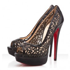 Décolleté Christian Louboutin Pampas 140mm con punta aperta, nere