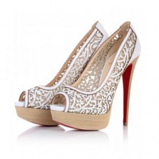 Décolleté Christian Louboutin Pampas 140mm con punta aperta, bianche