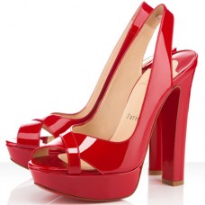 Décolleté Christian Louboutin Marple Town 140mm con cinturino posteriore, colore rosso