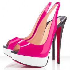 Christian Louboutin Lady Peep 140mm Slingbacks Rose Matador/White