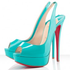 Christian Louboutin Lady Peep 140mm Slingbacks Turchese